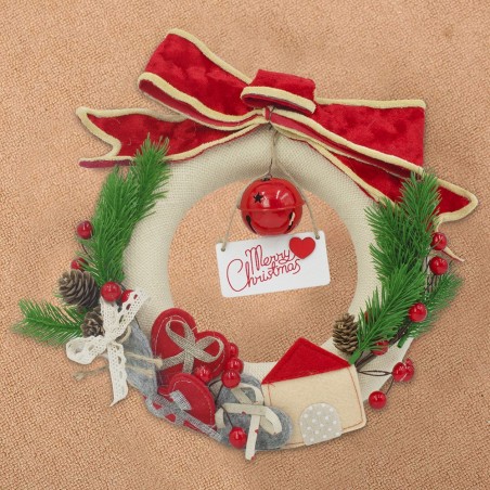 906909 Guirnalda redonda para detrás de la puerta adorno navideño 25x25 cm