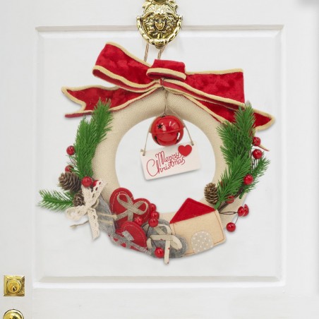 906909 Guirnalda redonda para detrás de la puerta adorno navideño 25x25 cm