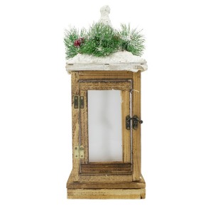 859823 Farol de Navidad Decoración e iluminación de madera L15xP15xH39 cm