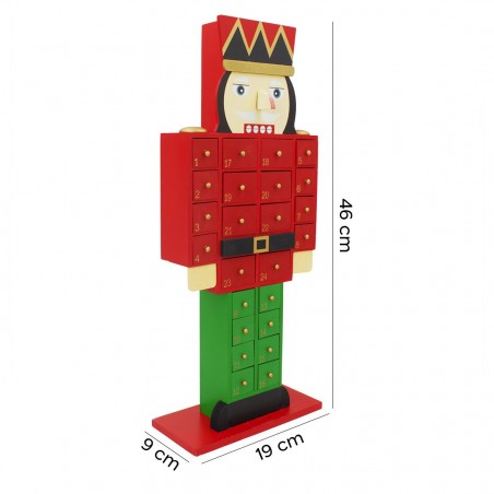 848353 Soldado cascanueces con calendario de adviento en madera 46Hx19Lx9P cm