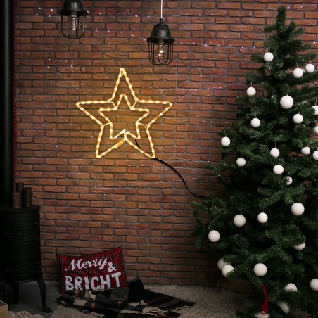 757273 Estrella de navidad doble brillo para exterior ip44 con led blanco cálido
