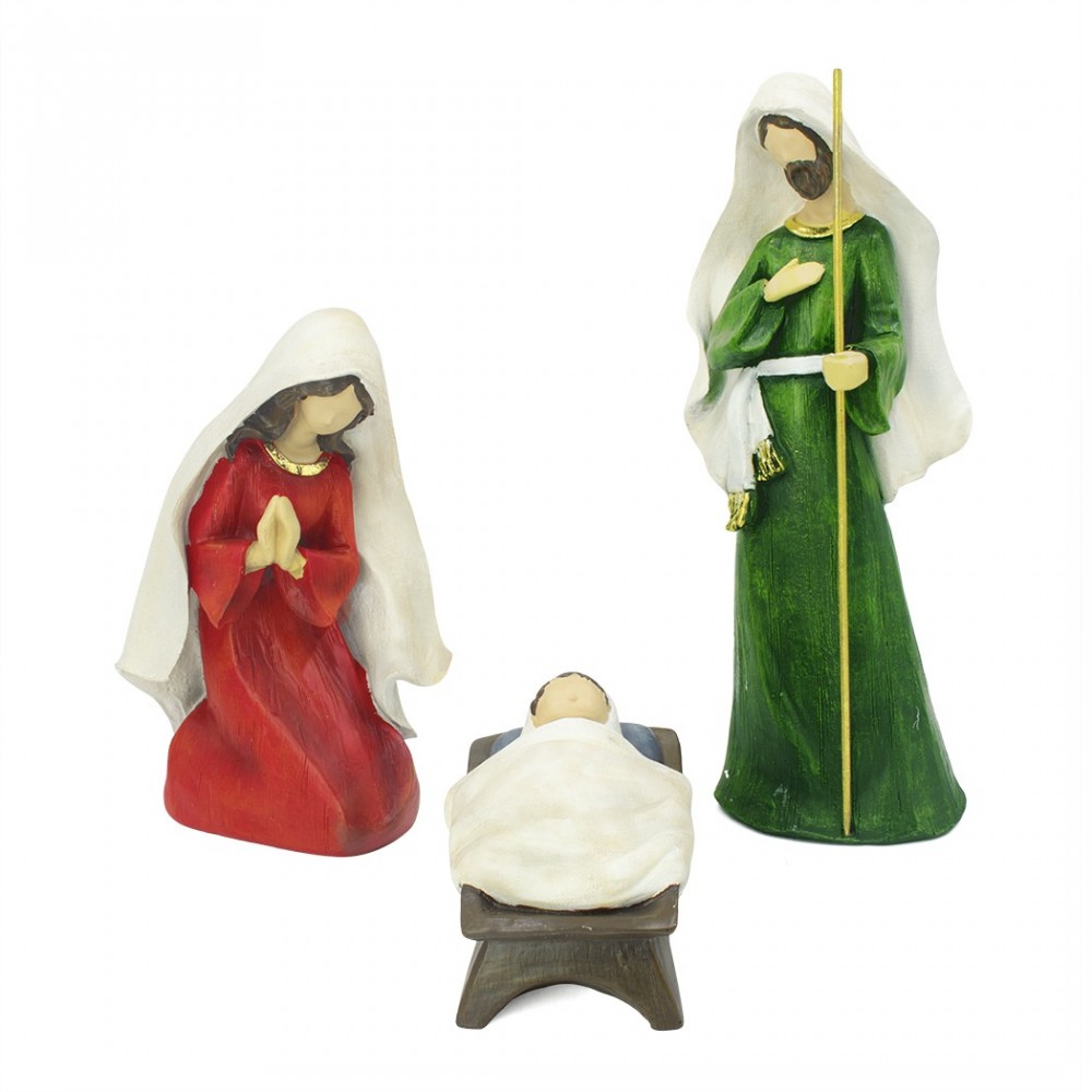 907463 Belén para navidad con 3 personajes en resina 41 cm Decoración navideña