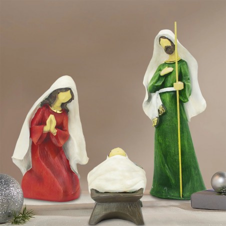 907463 Belén para navidad con 3 personajes en resina 41 cm Decoración navideña