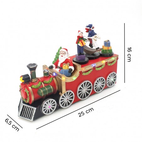 899843 Tren navideño de Papá Noel con Luces, Sonidos y Movimiento 25x6x16 cm