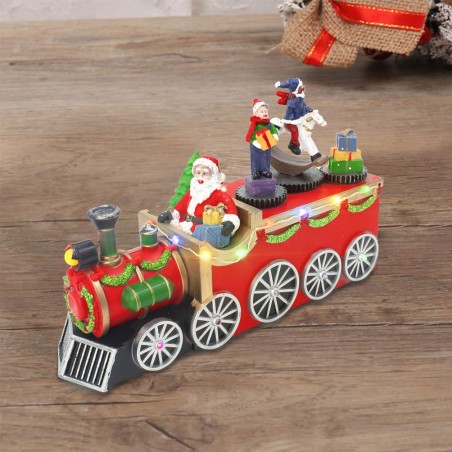 899843 Tren navideño de Papá Noel con Luces, Sonidos y Movimiento 25x6x16 cm