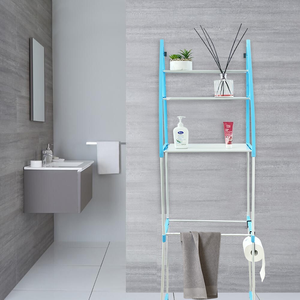 210627 Estante de baño modular en plástico azul...