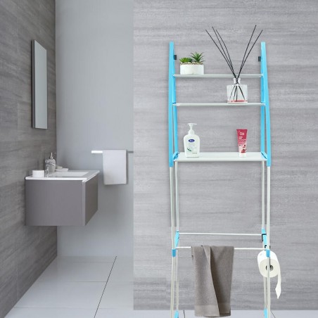 210627 Estante de baño modular en plástico azul claro ahorra espacio 152H cm