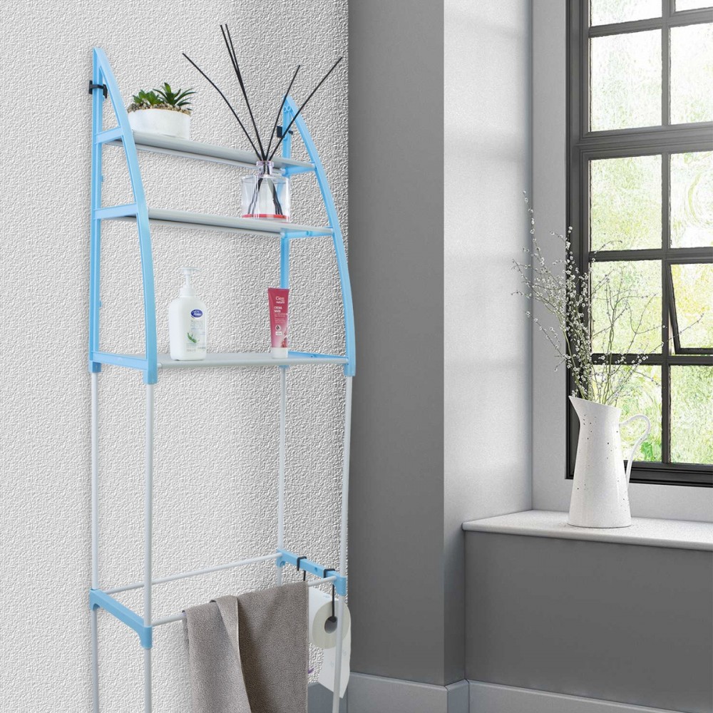 210627 Estante de baño modular en plástico azul...