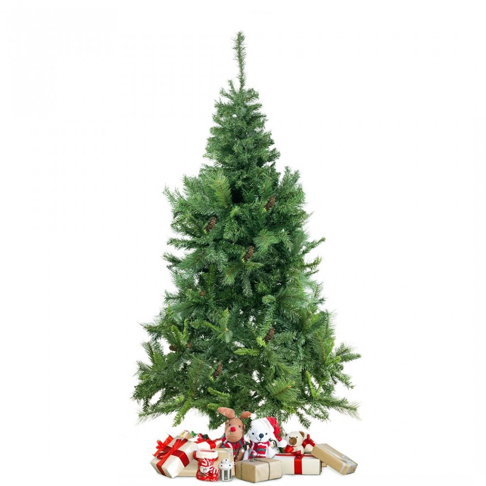 164041 Árbol de Navidad 210H Cm con piñas y ramas plegables en PVC artificial