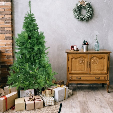 164041 Árbol de Navidad 210H Cm con piñas y ramas plegables en PVC artificial