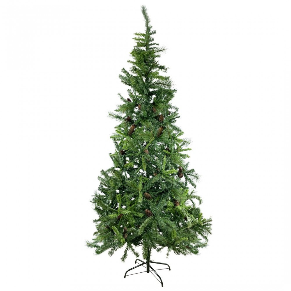 164045 Árbol de Navidad 240H Cm con piñas y ramas plegables en PVC artificial