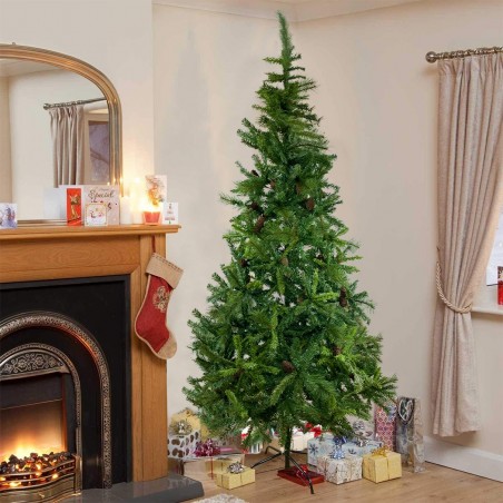 164045 Árbol de Navidad 240H Cm con piñas y ramas plegables en PVC artificial