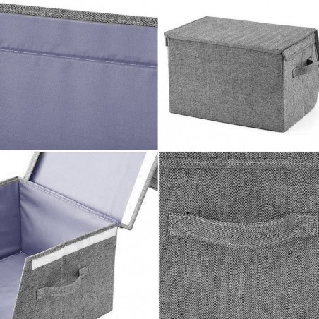 Caja de almacenamiento plegable con asas laterales y cierre magnético