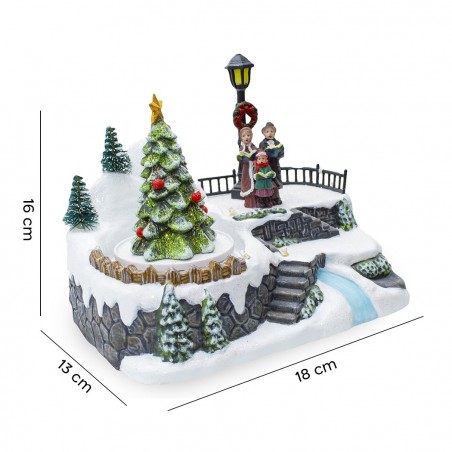 361005 Paisaje Pueblo Navideño iluminación Música Y Movimiento 18x13x16Cm