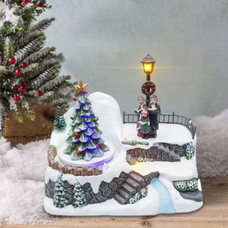 361005 Paisaje Pueblo Navideño iluminación Música Y Movimiento 18x13x16Cm