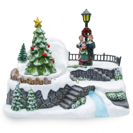 361005 Paisaje Pueblo Navideño iluminación Música Y Movimiento 18x13x16Cm