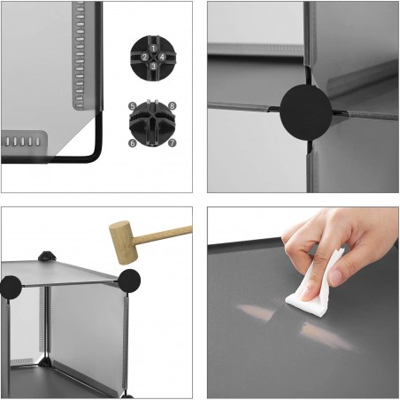 Estante modular de almacenamiento estantería de cubos en PVC 53 piezas modulares