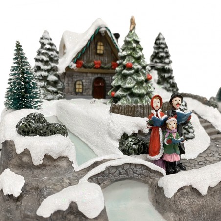 361007 Paisaje Pueblo Navideño iluminación Música Y Movimiento 20x19x16 Cm