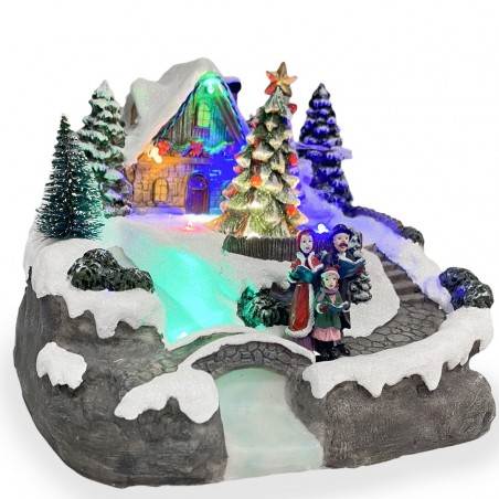 361007 Paisaje Pueblo Navideño iluminación Música Y Movimiento 20x19x16 Cm