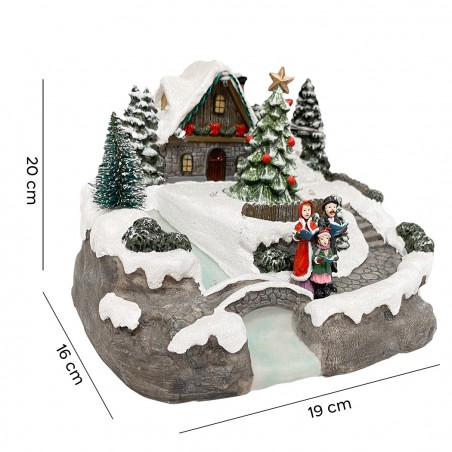 361007 Paisaje Pueblo Navideño iluminación Música Y Movimiento 20x19x16 Cm