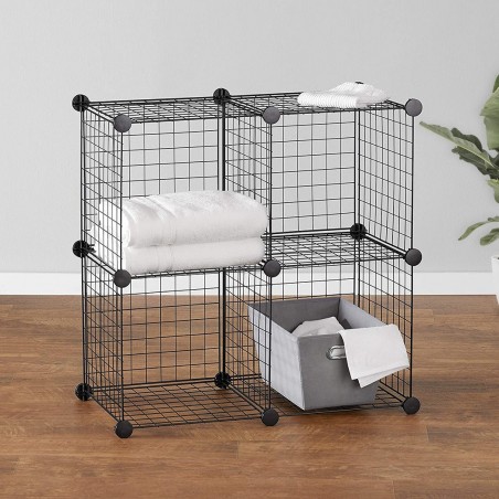 Estantería modular de malla metálica de 24 piezas estantería en forma de cubos