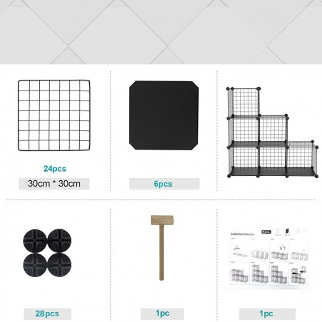 Estantería modular de malla metálica de 24 piezas estantería en forma de cubos