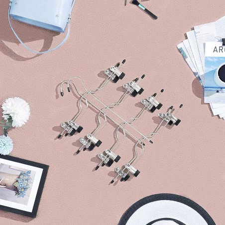 Juego de 3 perchas metálicas múltiples con 4 niveles y con clips de fijación