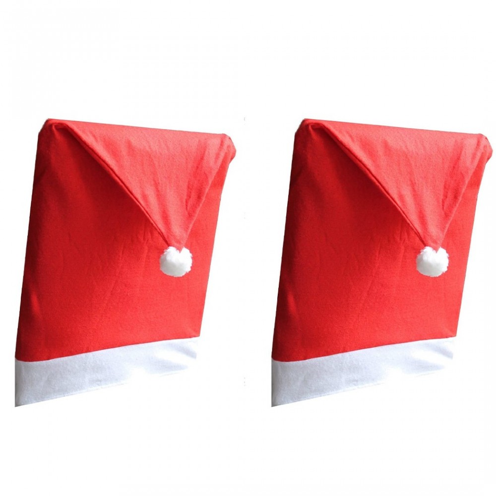 Kit de 2 fundas para las sillas en forma de gorro de Papa Noel en color rojo