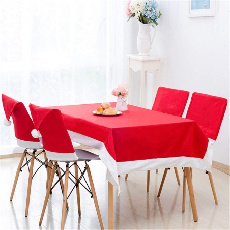 Funda navideña para silla en forma de gorro Papá Noel rojo para los respaldos