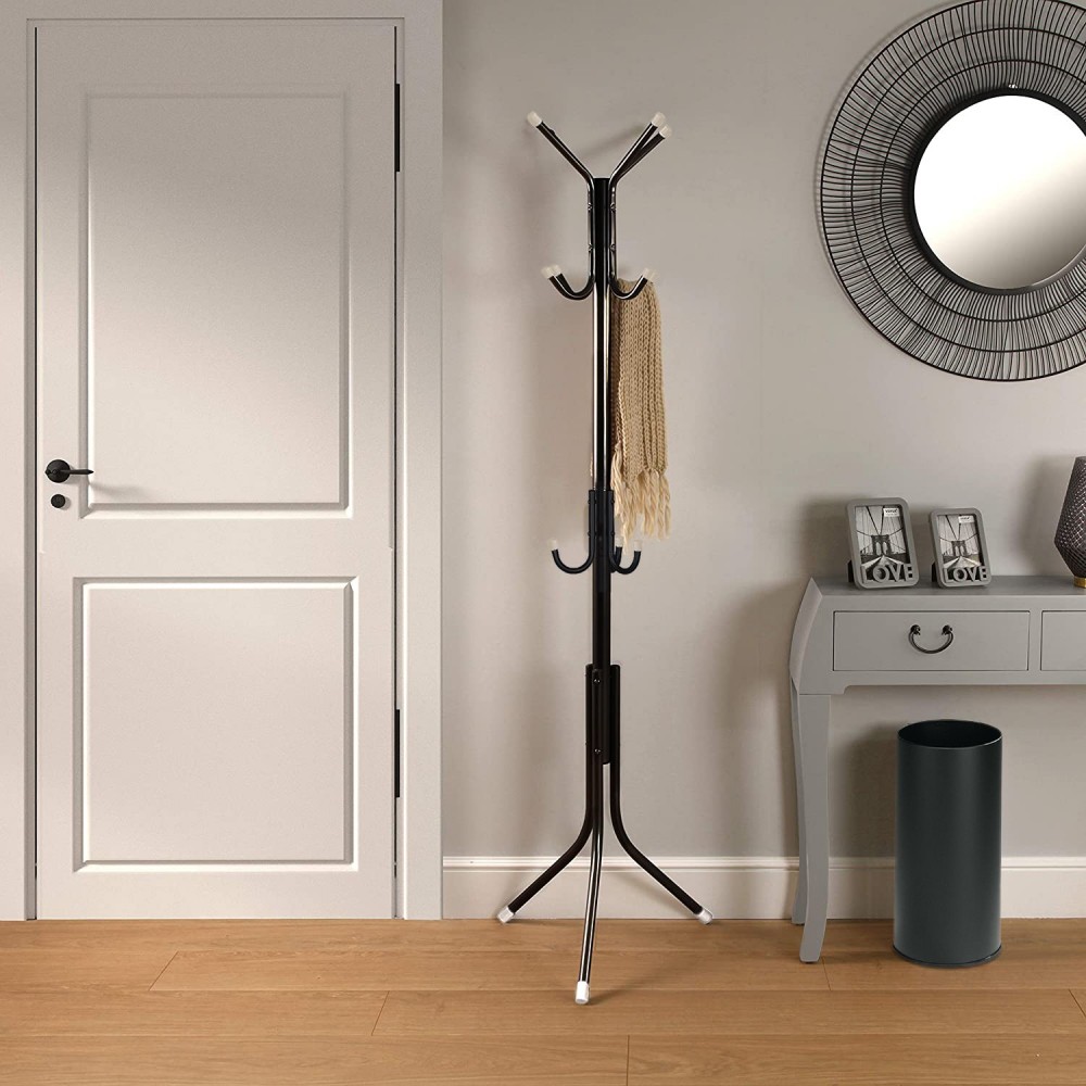 Perchero en metal negro para el hogar con 11...
