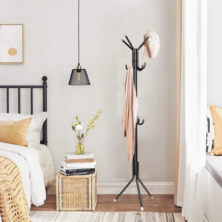 Perchero en metal negro para el hogar con 11 ganchos y 171 cm de altura