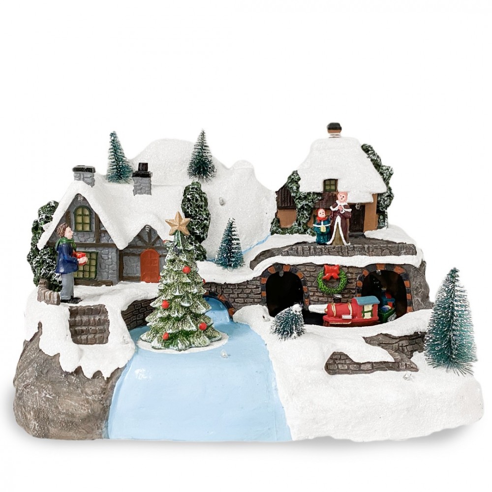 361032 Carrusel de navidad - paisaje navideño nevado luces sonidos y movimiento