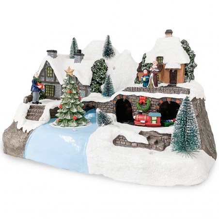 361032 Carrusel de navidad - paisaje navideño nevado luces sonidos y movimiento