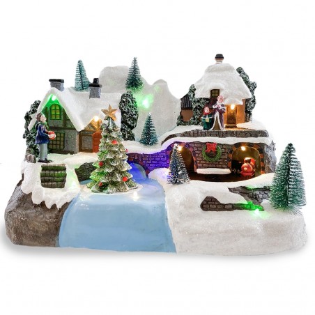 361032 Carrusel de navidad - paisaje navideño nevado luces sonidos y movimiento