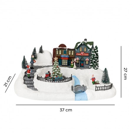 361039 Carrusel pueblo Navideño con Nieve, Luces, Sonidos y Movimiento 37x21x27