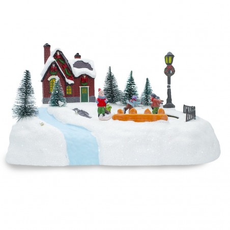 361040 Carrusel navidad pista de patinaje luces sonidos y movimiento 20x20x16 cm