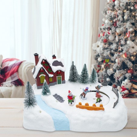 361040 Carrusel navidad pista de patinaje luces sonidos y movimiento 20x20x16 cm