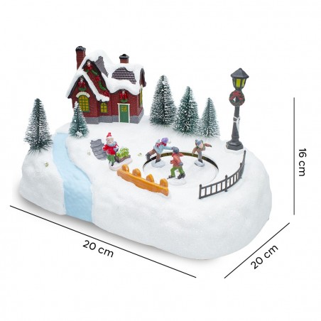 361040 Carrusel navidad pista de patinaje luces sonidos y movimiento 20x20x16 cm