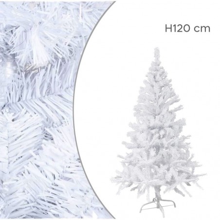 Árbol de Navidad blanco 120 cm Ramas plegables y abeto artificial