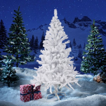 Árbol de Navidad blanco 180 cm Ramas plegables de abeto