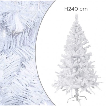 Árbol de Navidad blanco 240 cm Abeto artificial con ramas plegables