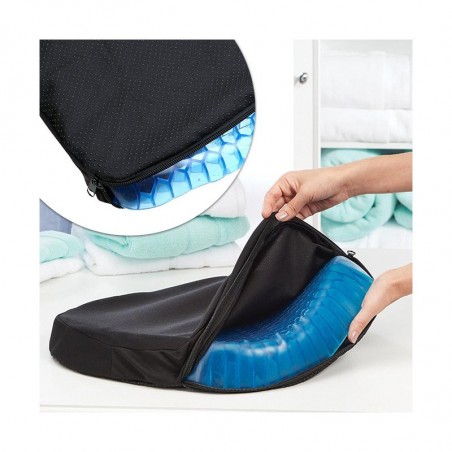 Cojín ergonómico de gel anti-decúbito transpirable para uso prolongado 37x30x4cm