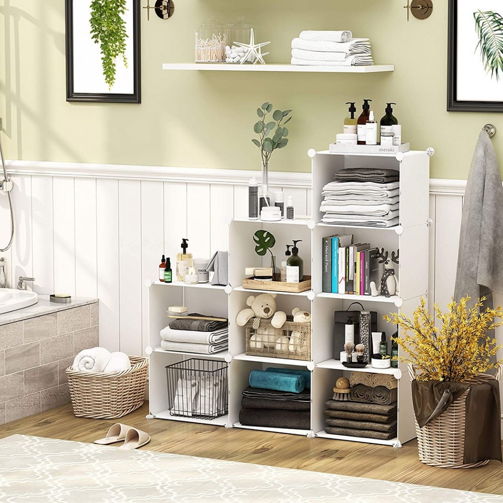 Armario de estantes modular de PVC Blanco...