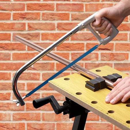 Banco de trabajo bricolaje plegable con bloquadores laterales y portaherramienta