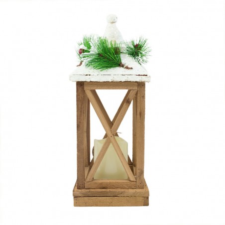 859762 Lámpara decoración de navidad en madera con luz Led y purpurina