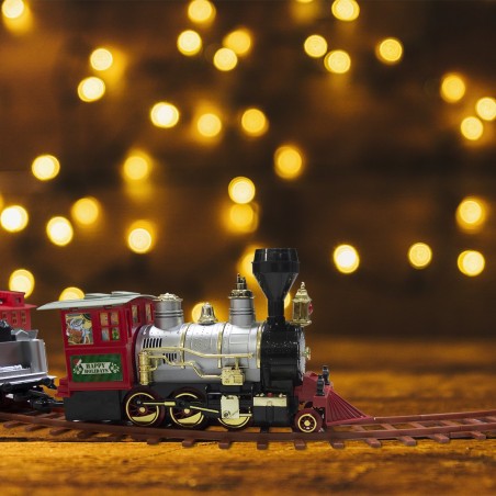 258108 Tren para árbol de Navidad a pilas con luces y sonidos 36 piezas 80x19 cm
