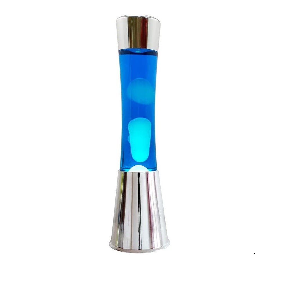 XL1773 Lámpara de lava 40 cm base plata y azul magma y blanco Diseño Moderno
