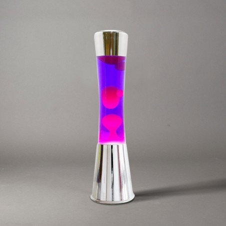 XL1772 Lámpara de lava 40 cm base plata, Magma púrpura y Rosa Diseño Moderno