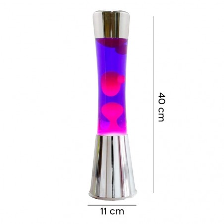 XL1772 Lámpara de lava 40 cm base plata, Magma púrpura y Rosa Diseño Moderno