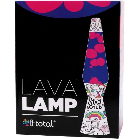 XL1768 Lámpara lava 40cm base Unicornio Magma Purpurina Colores Diseño Moderno